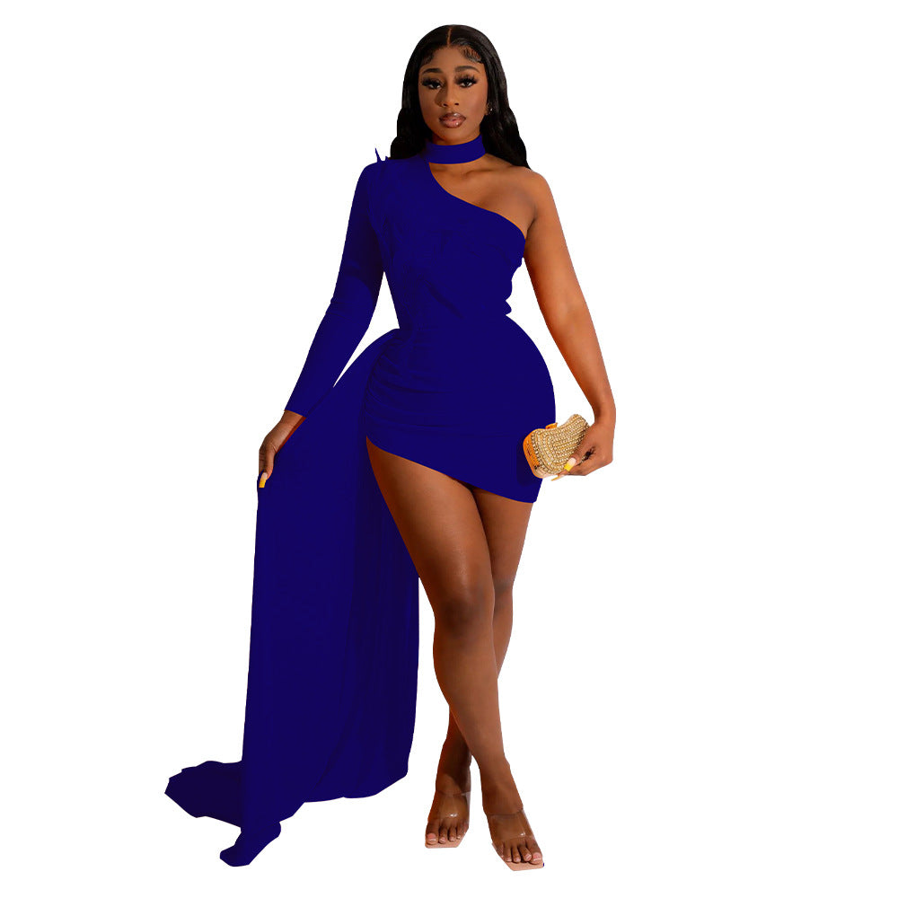 Women Wear Fall Sexy Off the Shoulder Fitted Waist Dress Women